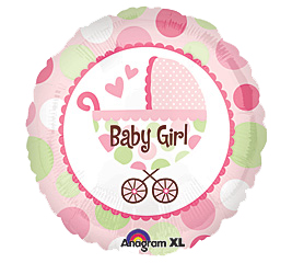 Baby Girl Buggy Mylar Balloon